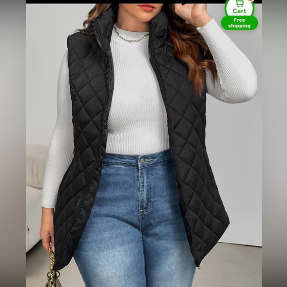 Jackets & Blazers - Quilted Black Sleeveless Puffer Vest